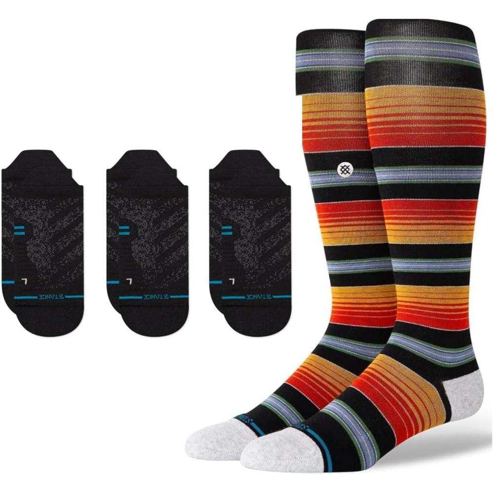 imageStance Compression ampamp Ultralight Performance Socks Bundle for Men ampamp Women  Over the Calf 1520mmHg Compression  3Pack Tab Socks  Large Multicolor ampamp Run Black