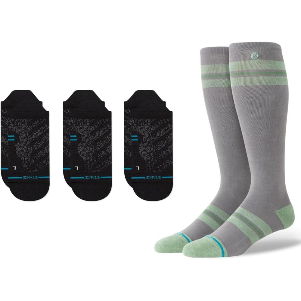 imageStance Socks Bundle  Compression OTC ampamp Ultralight Performance 3Pack for Men ampamp Women Comfort ampamp Support Large Kaden Grey ampamp Black