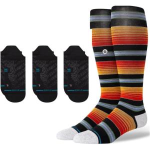 Stance Compression & Ultralight Performance Socks Bundle for Men & Women – Over the Calf 15-20mmHg Compression + 3-Pack Tab Socks – Large, Multicolor & Run Black
