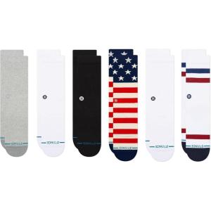 Stance Crew 6-Pack Bundle, Icon and Americana, Cotton Blend and Cushioning Arch Support, Large