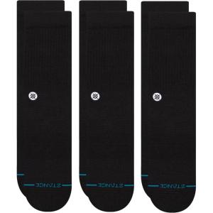 Stance Icon Classic Casual Crew Socks 3-Pack, Cotton Blend and Cushioning Arch Support(Black)