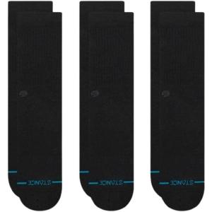 Stance Icon Classic Casual Crew Socks 3-Pack, Cotton Blend and Cushioning Arch Support(Black/Black)