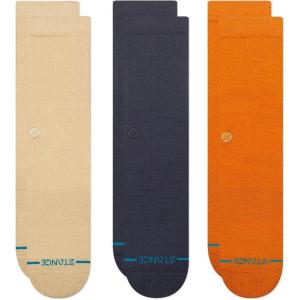 Stance Icon Classic Casual Crew Socks 3-Pack, Cotton Blend and Cushioning Arch Support(Sand)