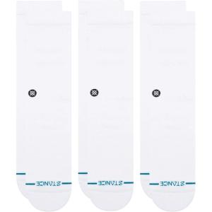 Stance Icon Classic Casual Crew Socks 3-Pack, Cotton Blend and Cushioning Arch Support(White)