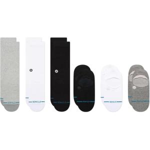 Stance Icon Crew + No Show 6-Pack Bundle, White Black Gray, Cotton Blend and Cushioning Arch Support, Large