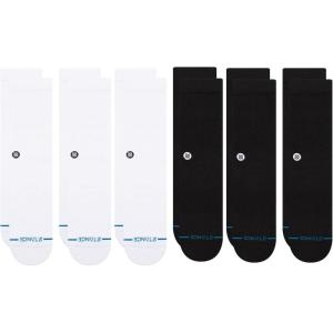 Stance Icon Crew 6-Pack Bundle, White + Black, Cotton Blend and Cushioning Arch Support, Large