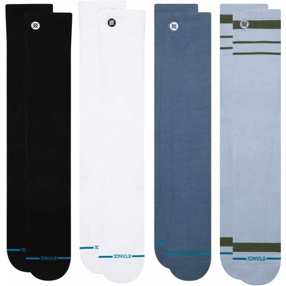 imageStance Unisex Icon ampamp Stripe Compression OTC Socks Bundle  Black White Sea Blue ampamp Periwinkle Large 4 Pairs