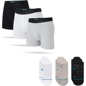 Stance Men’s Boxer Briefs & Athletic Tab Socks 3-Pack Bundle, Multicolor, Large – Everyday Comfort & Performance Set
