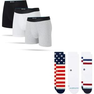 Stance Men’s Comfort Bundle – 3-Pack Boxer Brief Underwear + 3-Pack Icon Crew Socks, Premium Cotton Blend, Breathable & Supportive Everyday Essentials