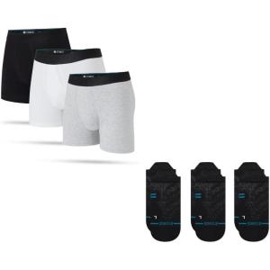 Stance Men’s Premium 6-Pack Bundle – 3 Boxer Briefs + 3 Athletic Tab Socks | Breathable Comfort, Performance Fit, Everyday Style (Large, Multicolor & Black)