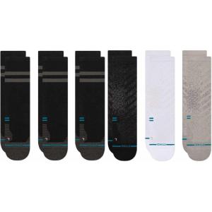 Stance Ultralight & Light Performance Crew Socks Bundle – Franchise Black & Multicolor, Large (6 Pairs)