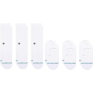Stance Icon Crew + No Show 6-Pack Bundle, White, Medium