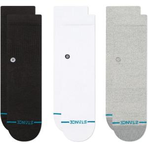 Stance Icon Kids Crew Socks 3-Pack, Cotton Blend, Arch Support(Multicolor Black White Grey)