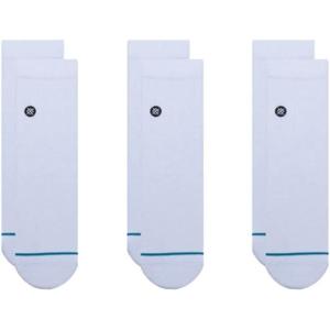 Stance Icon Quarter Socks 3-Pack for Men and Women, Cotton Blend and Cushioning Arch Support, White, Small