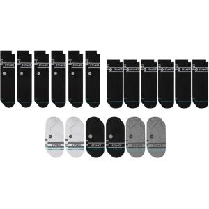 Stance Vital All Heights 18-Pack Socks Bundle for Men and Women, Black + Multicolor, Cotton Blend and Comfortable Everyday, Large