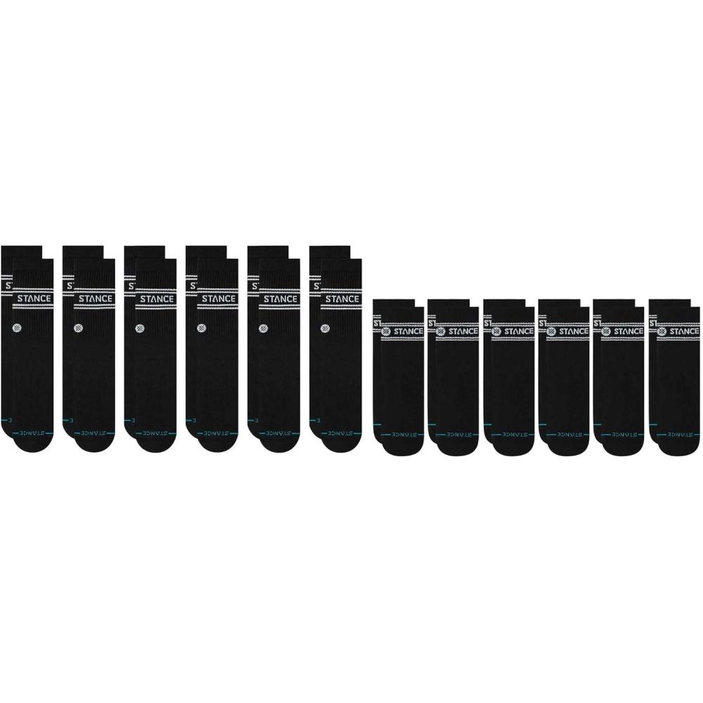 imageStance Vital CrewQuarter 12Pack Socks Bundle for Men and Women Cotton Blend and Comfortable Everyday Black Large