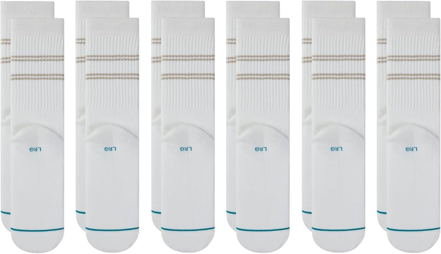 imageStance Vital Crew 12Pack Socks Bundle for Men and Women White Black Cotton Blend and Comfortable Everyday Large