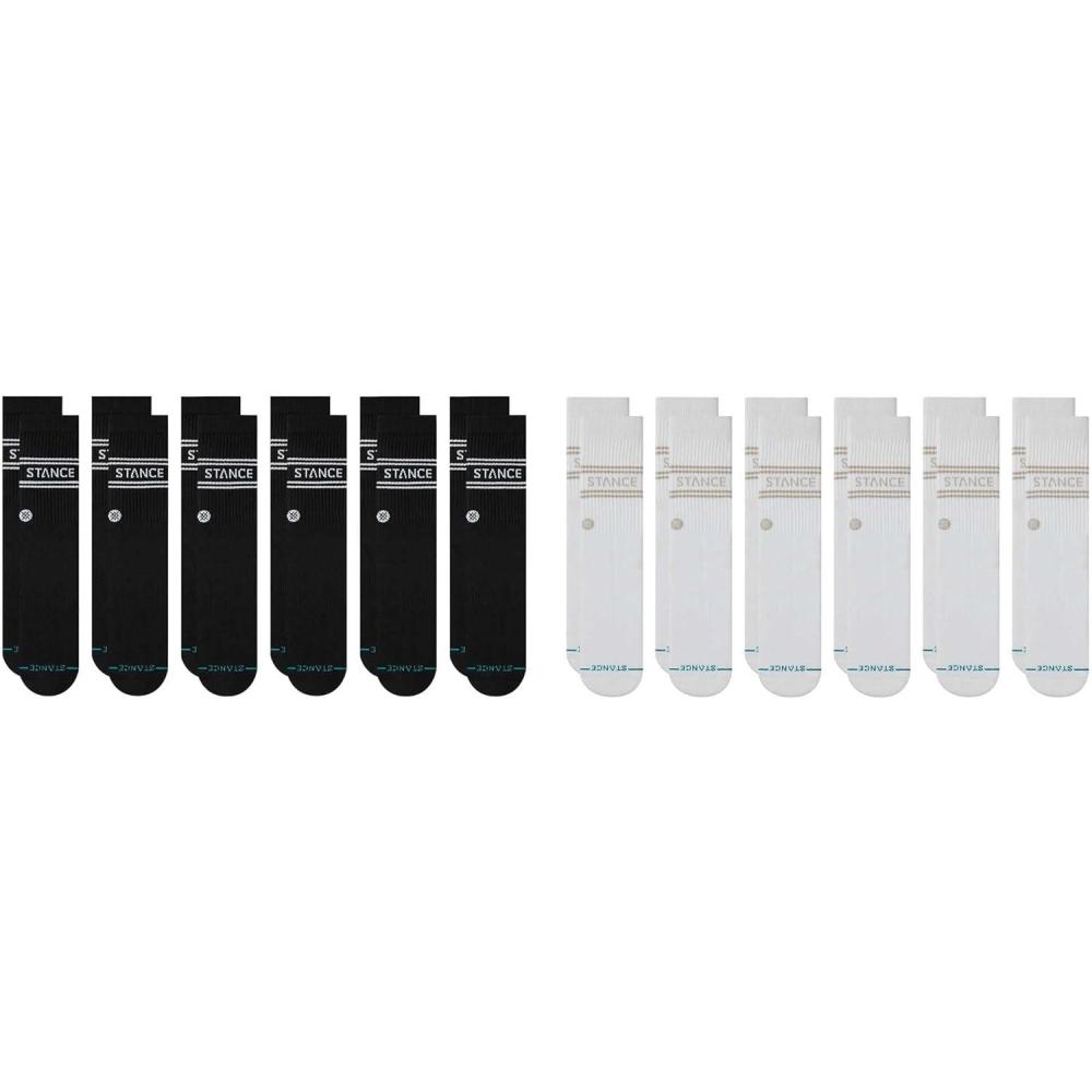 imageStance Vital Crew 12Pack Socks Bundle for Men and Women White Black Cotton Blend and Comfortable Everyday Large